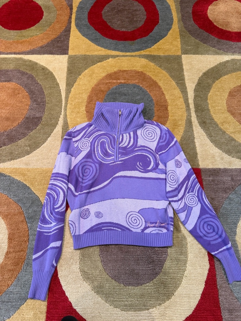 House of Sunny Indigo Skies Sweater Tracksuit Pullover Purple Pattern Size US 8